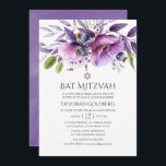 Invitación Violet Poppy Floral Bat Mitzvah<br><div class="desc">Flores violeta,  lavanda y violeta en una invitación de mitzvah murciélago mural pintado a mano diseñada para ser rápida y fácilmente adaptada a los detalles de tu evento.</div>