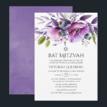 Invitación Violet Poppy Floral Bat Mitzvah<br><div class="desc">Flores violeta,  lavanda y violeta en una invitación de mitzvah murciélago mural pintado a mano diseñada para ser rápida y fácilmente adaptada a los detalles de tu evento.</div>