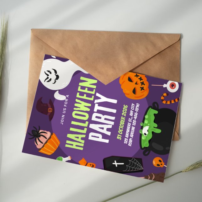 Invitación Violet Pumpkin Boo Cute Halloween Party Invitation (Subido por el creador)