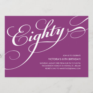 Invitación Violet Purple Elegant 80th Birthday Invitation
