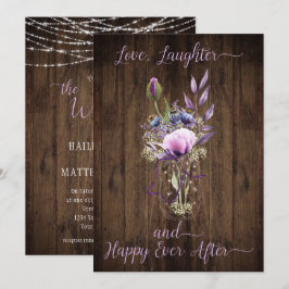 Invitación Violet Purple Lavender Floral Mason Jar Boda