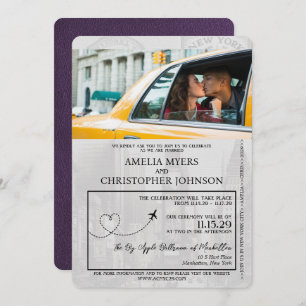 Invitación Violet Purple New York City Passport Boda