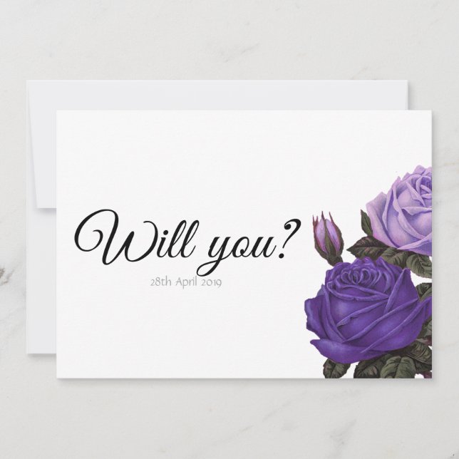 Invitación Violet Purple Rosed ¿Serás mi empleada de honor? (Anverso)