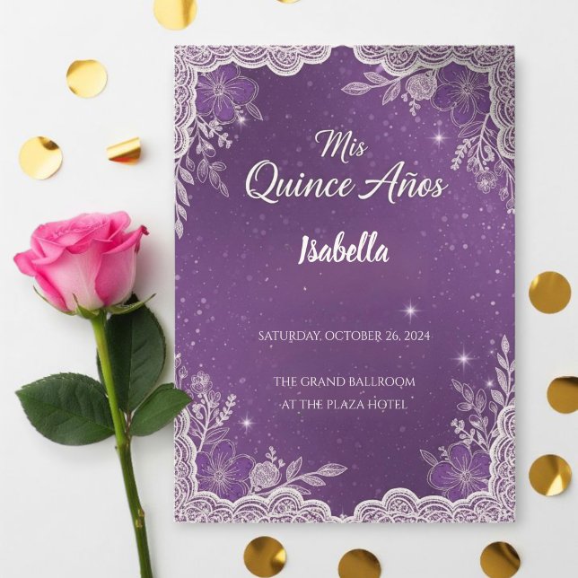 Invitación Violet Quinceañera Invitations, Elegant (Subido por el creador)