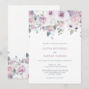 Invitación Violet Rubor   Boda floral