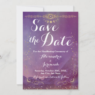 Invitación Violet Sky Gold Moon Save The Date