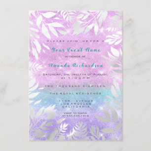 Invitación Violet Tiffany Purpurina Ombre Floral Sparkly Brid