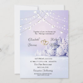 Invitación Violet Winter Landscape Forest String Lights