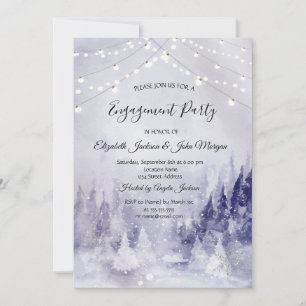 Invitación Violet Winter Landscape Snow Engagement