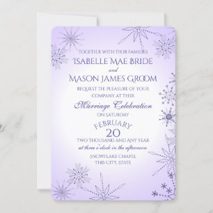Invitación Violet Winter Snowflake Gems Boda