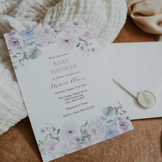 Invitación Violet y Lavender Floral Baby Shower (Subido por el creador)