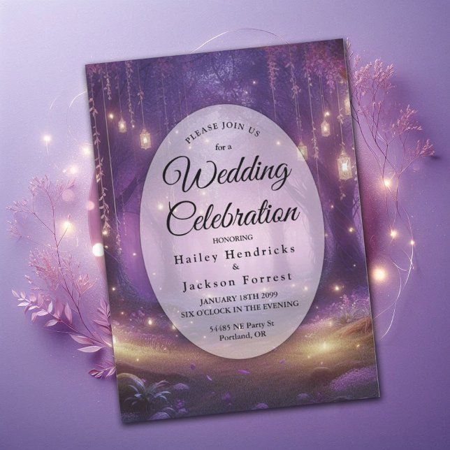 Invitación Violeta a medianoche encantada Boda forestal (Subido por el creador)