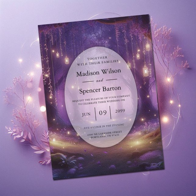 Invitación Violeta a medianoche encantada Boda forestal (Subido por el creador)