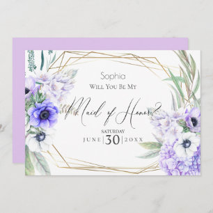 Invitación Violeta Anemones serás mi empleada de honor