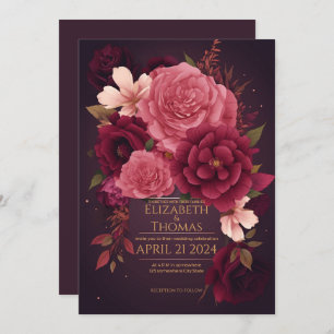 Invitación Violeta de Moda Boho y morado oscuro.