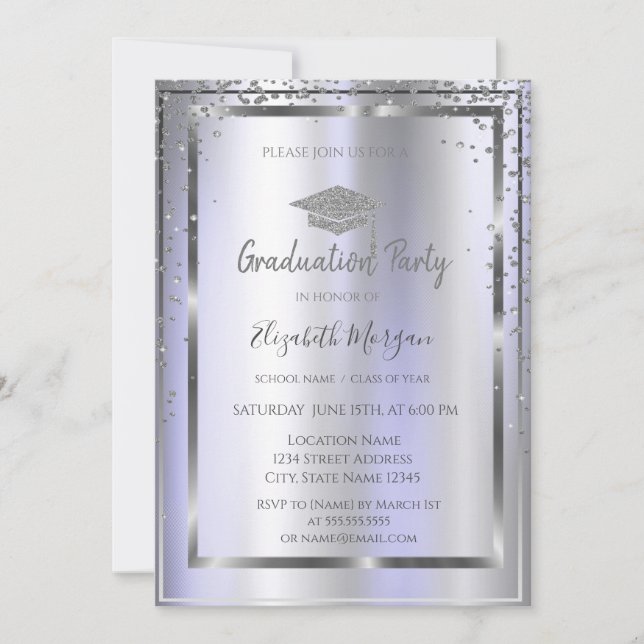 Invitación Violeta de timbre de plata (Anverso)