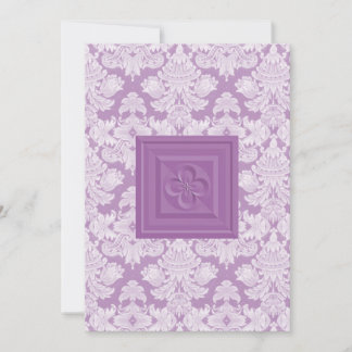 Invitación violeta del damasco y del boda de la