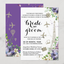 Violeta floral y Boda temática de viajes