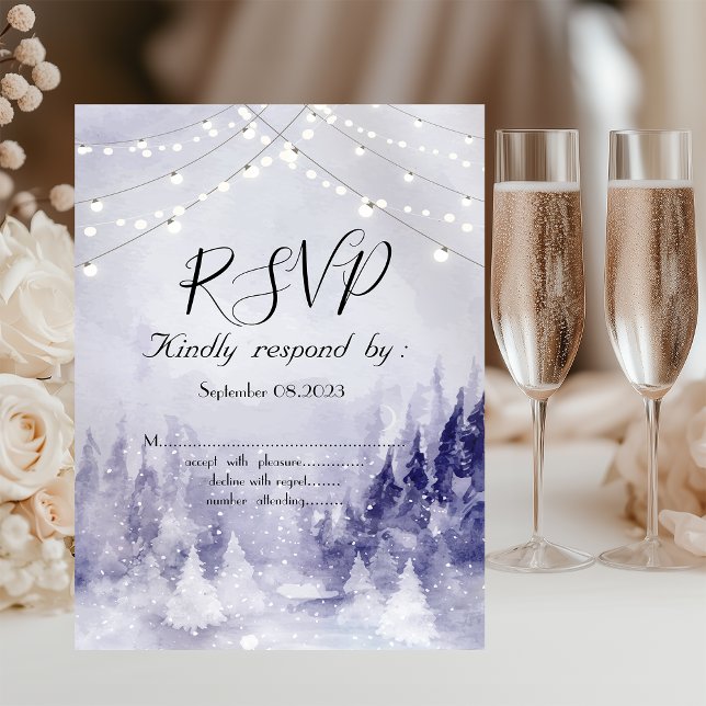 Invitación Violeta Paisaje de Invierno Nieve RSVP (Subido por el creador)