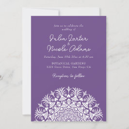 Invitación Violeta Polvoriento Púrpura Opaco Mandala Abstract