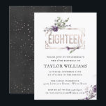 Invitación Violeta Real | Nacimiento del marco del Relieve me<br><div class="desc">Una invitación a la acuarela simple y hermosa. Esta invitación de cumpleaños inspirada en la Vintage, en el Relieve metalizado Charcoal y Royal Purple Faux es la invitación perfecta para marcar el tono de un fiesta asombroso. Agregue la redacción de su personalizado a este diseño utilizando los cuadros "Editar esta...</div>
