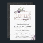 Invitación Violeta Real | Nacimiento del marco del Relieve me<br><div class="desc">Una invitación a la acuarela simple y hermosa. Esta invitación de cumpleaños inspirada en la Vintage, en el Relieve metalizado Charcoal y Royal Purple Faux es la invitación perfecta para marcar el tono de un fiesta asombroso. Agregue la redacción de su personalizado a este diseño utilizando los cuadros "Editar esta...</div>