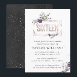 Invitación Violeta Real | Nacimiento del marco del Relieve me<br><div class="desc">Una invitación a la acuarela simple y hermosa. Puede ser utilizado para un Sweet Sixteen, debutante, Quinceanera o Cotillion. Esta invitación de cumpleaños inspirada en la Vintage, en el Relieve metalizado Charcoal y Royal Purple Faux es la invitación perfecta para marcar el tono de un fiesta asombroso. Agregue la redacción...</div>