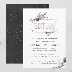 Invitación Violeta Real   Nacimiento del marco del Relieve me