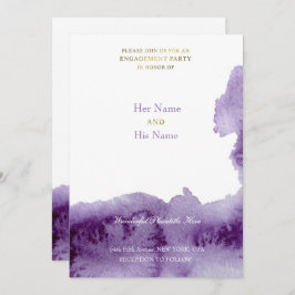 Invitación Violeta Ultravioleta Vintage Elegante Boda Acuarel