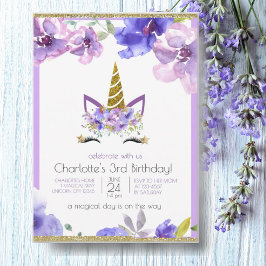 Invitación Violetas frescas | Fiesta de cumpleaños morado de
