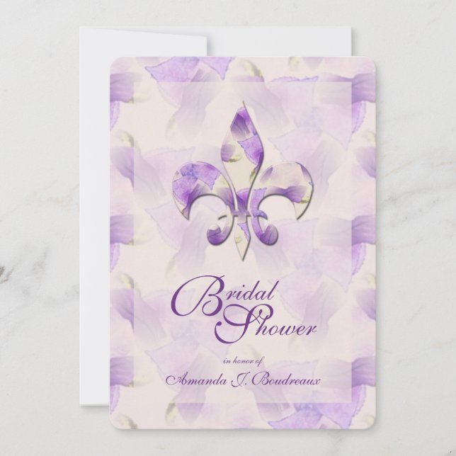 Invitación Violetas y duchas nupciales Fleur de Lis (Anverso)