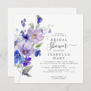 Invitación Violets Botánica Floral Morado Azul Bridal Ducha