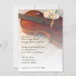 Invitación Violín clásico Rosas Blancas Post Boda Brunch