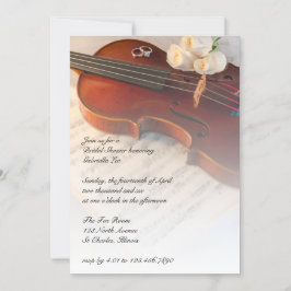 Invitación Violín clásico y ducha de novias con rosas blancas
