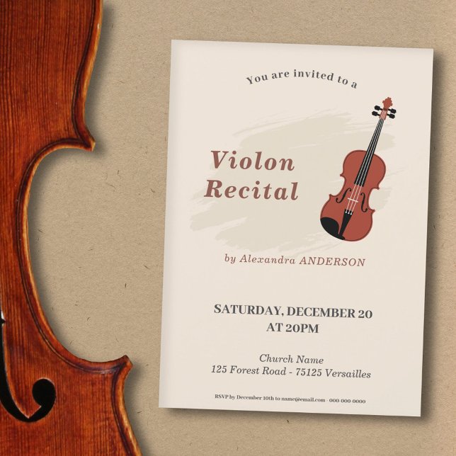 Invitación Violin Music Recital Invitation (Violin Music Recital Invitation)