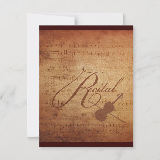 Invitación Violin Recital Hoja Antigua Personalizada Música (Anverso)