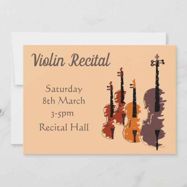 Invitación Violin Rendimiento elegante y elegante (Anverso)