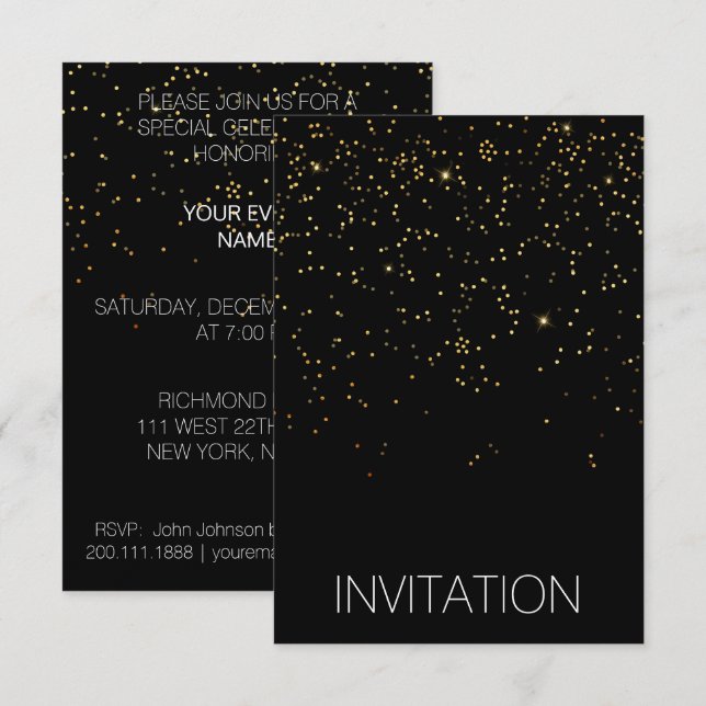 Invitación Vip a la fiesta de sorpresa de cumpleañ (Anverso / Reverso)