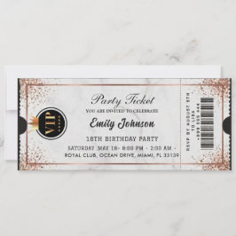Invitación VIP Birthday Party Ticket Invitation Gold Black