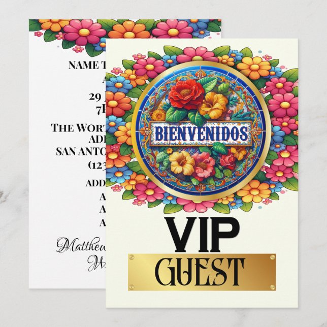 Invitación VIP de BIENVENIDOS (Anverso / Reverso)