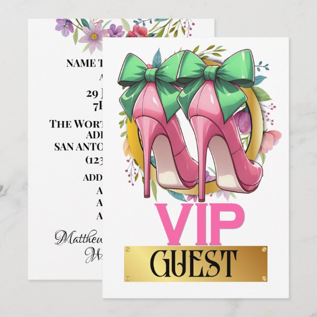 Invitación VIP de los invitados VIP de los tacones (Anverso / Reverso)