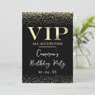Invitación VIP Dorado en Evento o Fiesta Negra