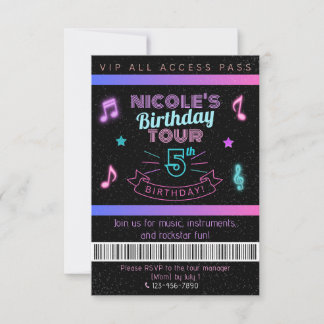 Invitación VIP para fiesta de cumpleaños con tour 