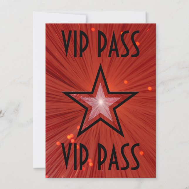 Invitación 'VIP PASS' de Estrella Roja negra (Anverso)