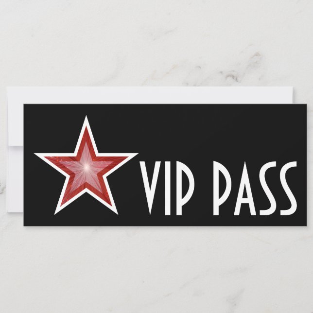 Invitación 'VIP PASS' de Estrella Roja negra larga (Anverso)