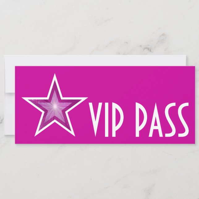 Invitación 'VIP PASS' de estrella rosa larga (Anverso)