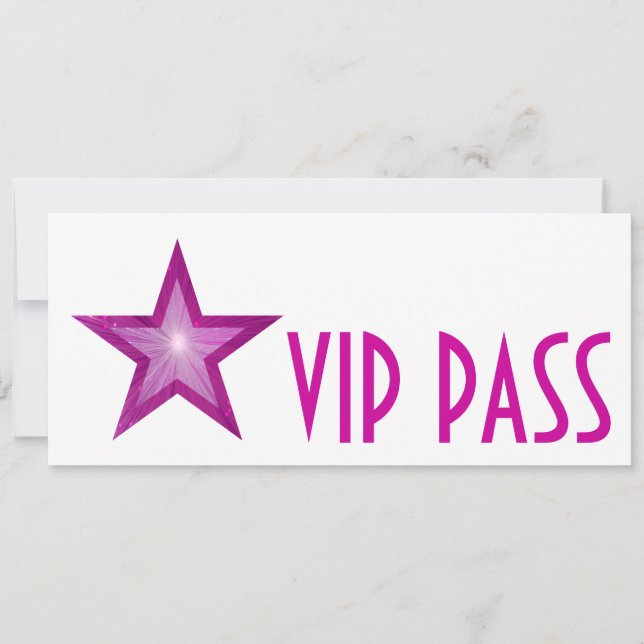 Invitación 'VIP PASS' de estrella rosa larga (Anverso)