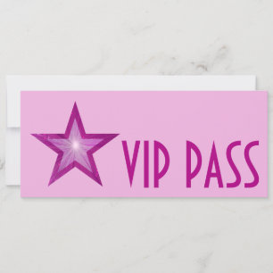 Invitación 'VIP PASS' de estrella rosa larga