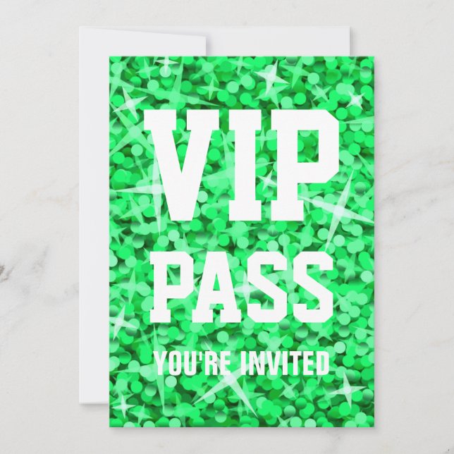 Invitación 'VIP PASS' de Glitz Green (Anverso)