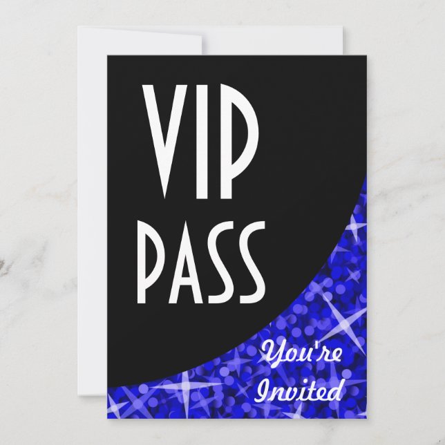 Invitación "VIP Pass" de la curva negra azul oscur (Anverso)